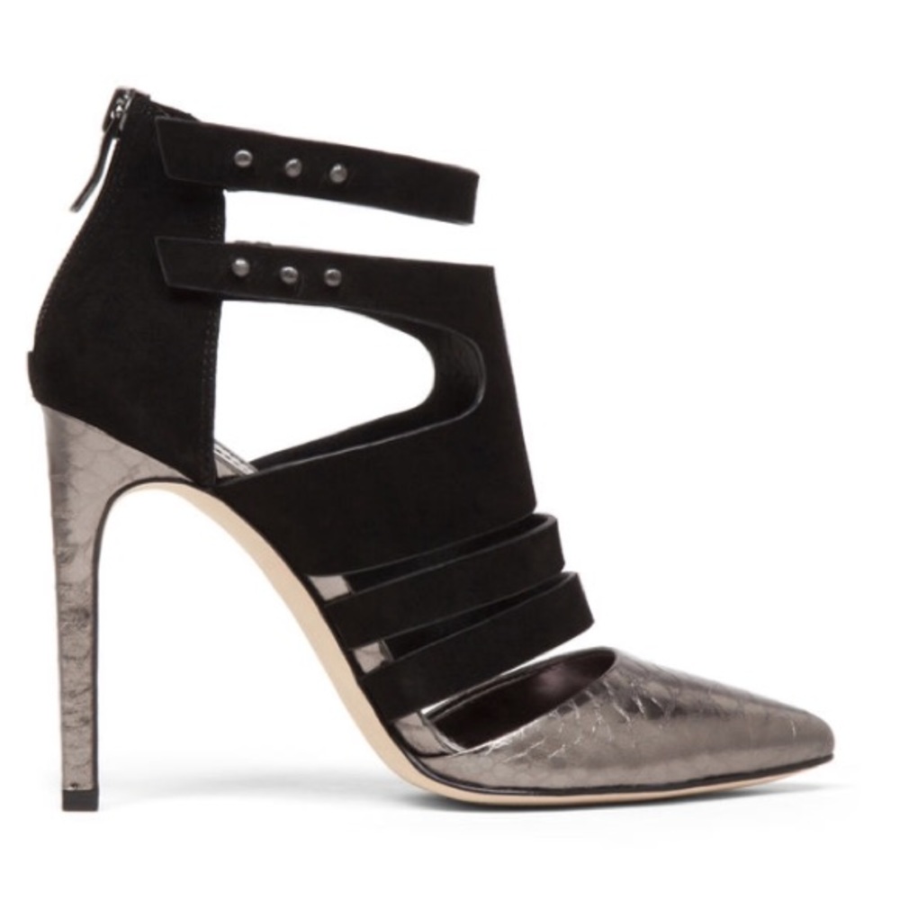 BCBG canon high heel strappy pointy toe bootie